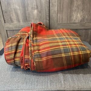 Ralph Lauren Full Duvet Cover Flannel Red Brown Blue Plaid